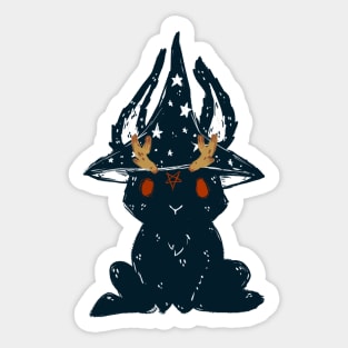 Witch hat bunny cute and spooky halloween 2022 decoration ink drawing Sticker